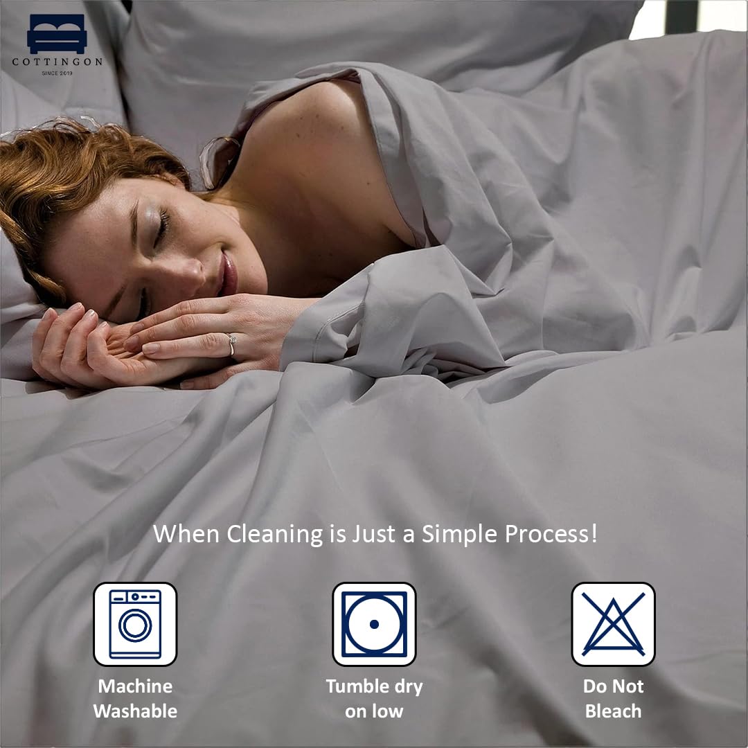 Cottingon styled bedroom scene showing neutral light grey calming benefit