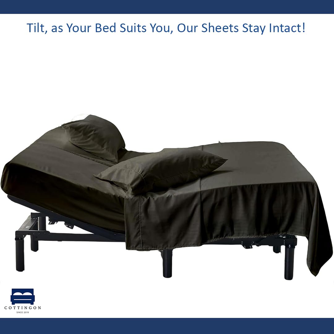 Cottingon sheets on adjustable bed in use showing no bunching benefit