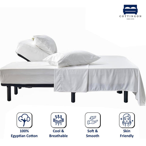 Cottingon split-top fitted sheet detail fits adjustable heads securely