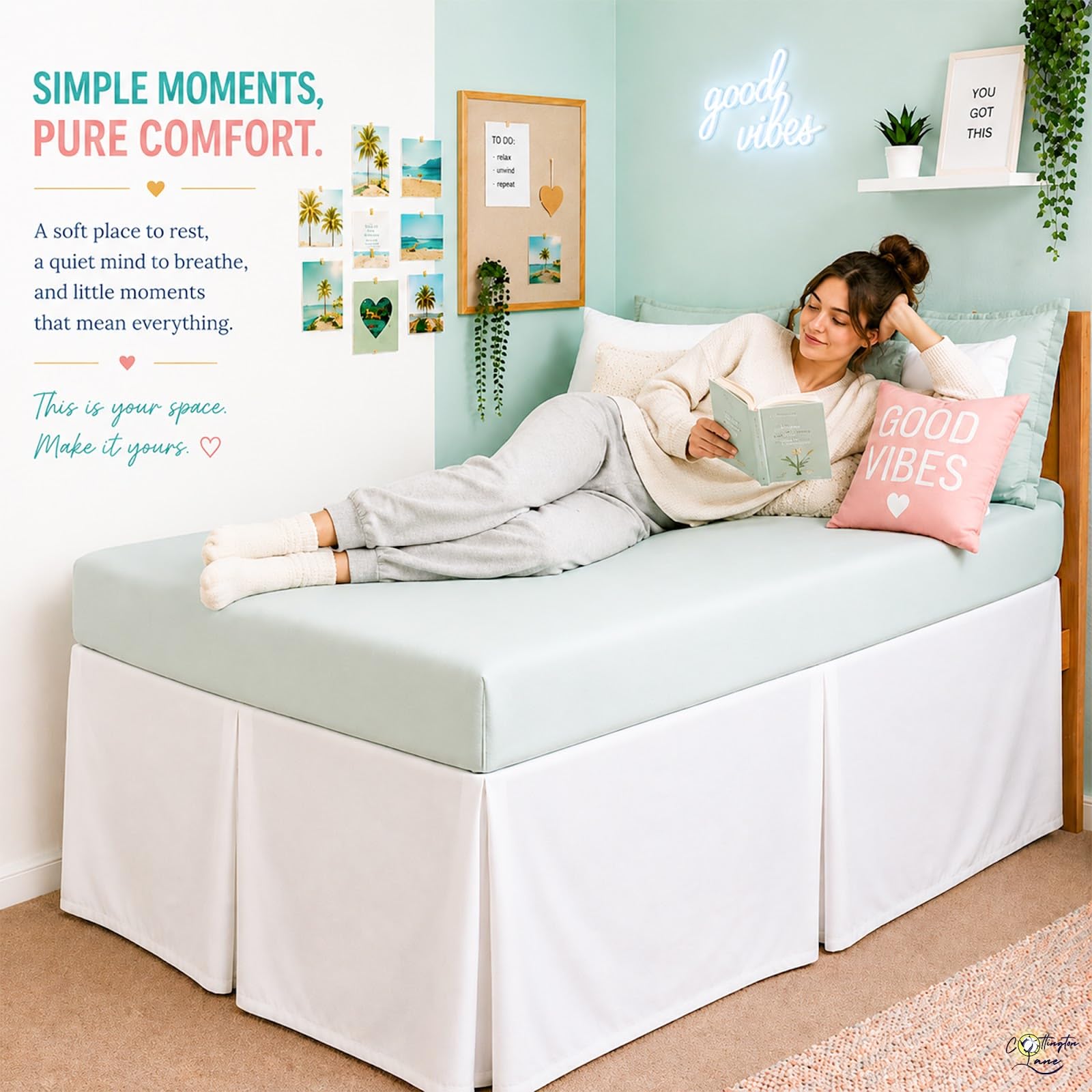 Cottington Lane dorm room styled scene enhancing small space tidy appearance