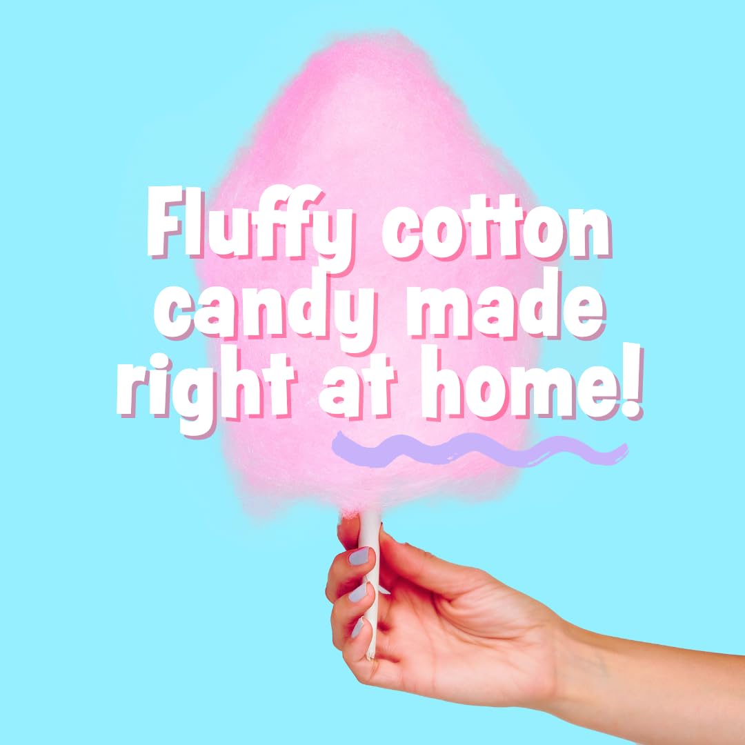 Cotton Candy Express overhead of five flavor jars arranged, highlighting variety and color appeal