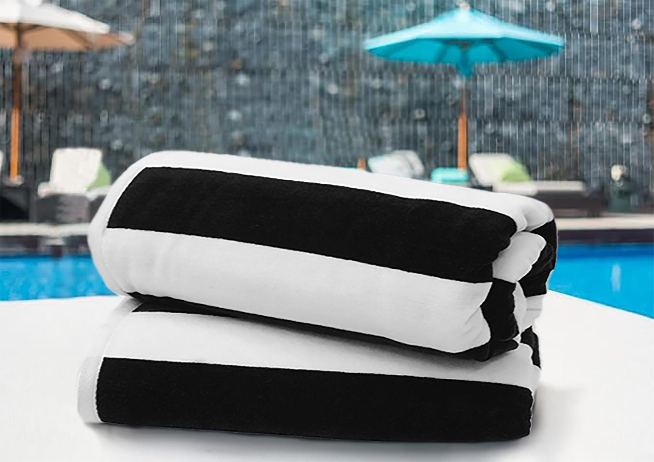 COTTON CRAFT towel on lounge chair illustrating 35x70 inch coverage for relaxation