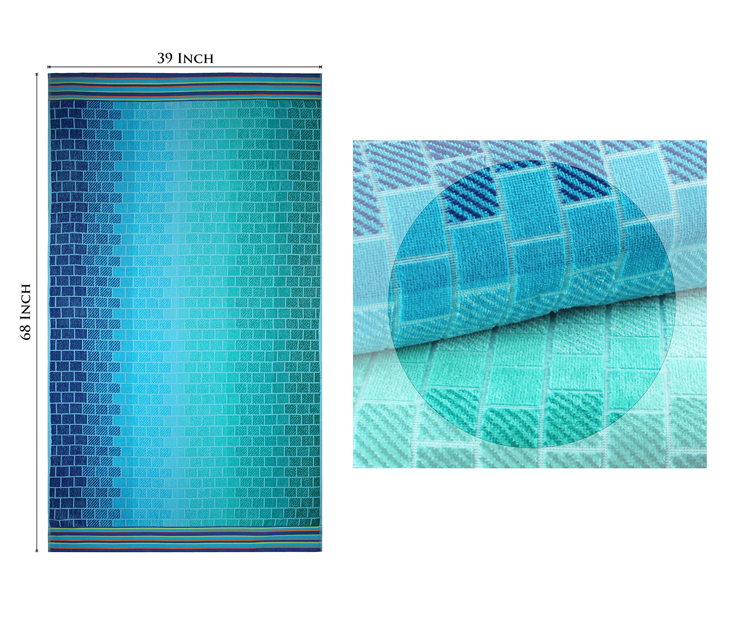 COTTON CRAFT towel spread on sand illustrating full-size coverage and stylish pattern