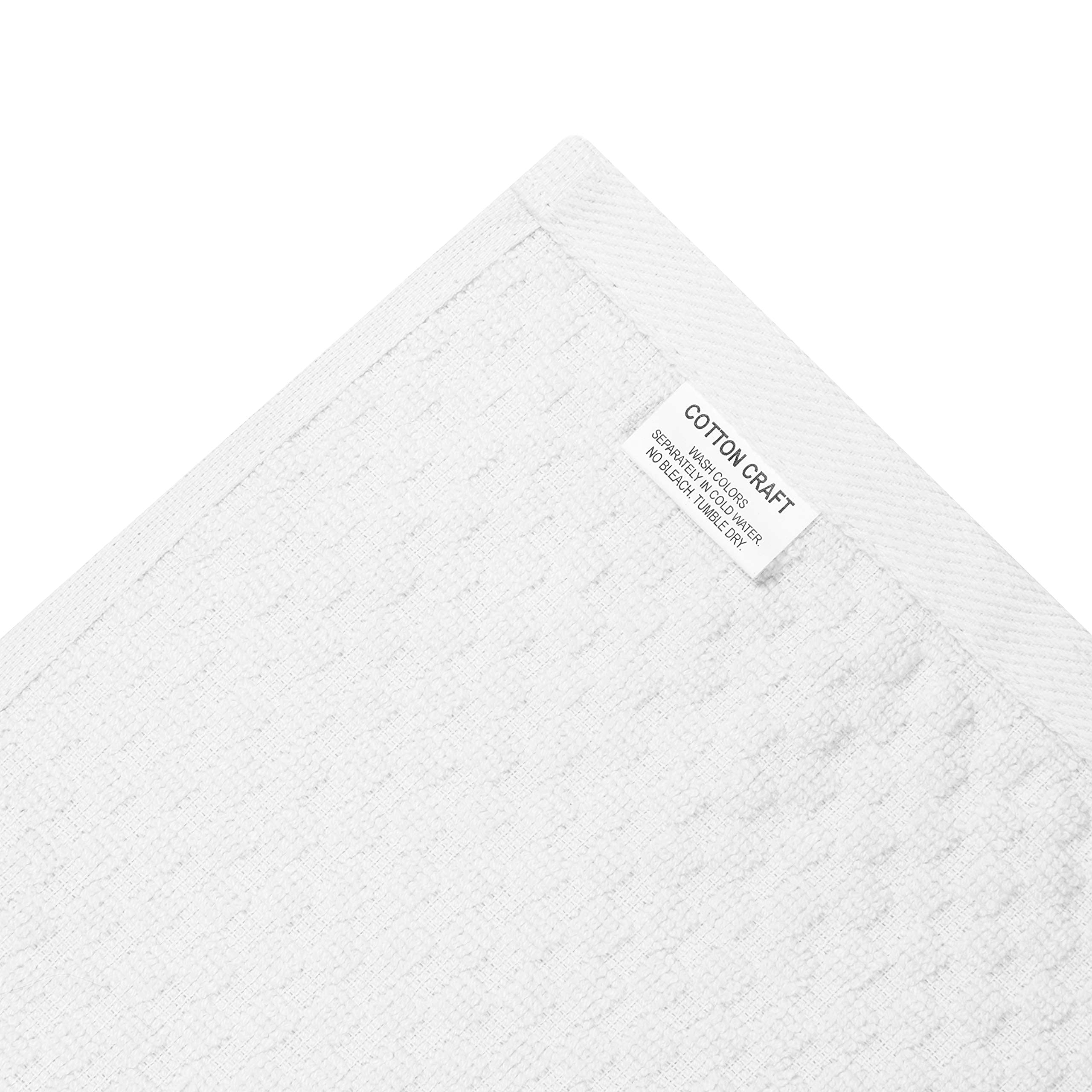 COTTON CRAFT neatly folded stacked towels illustrating organized storage benefit