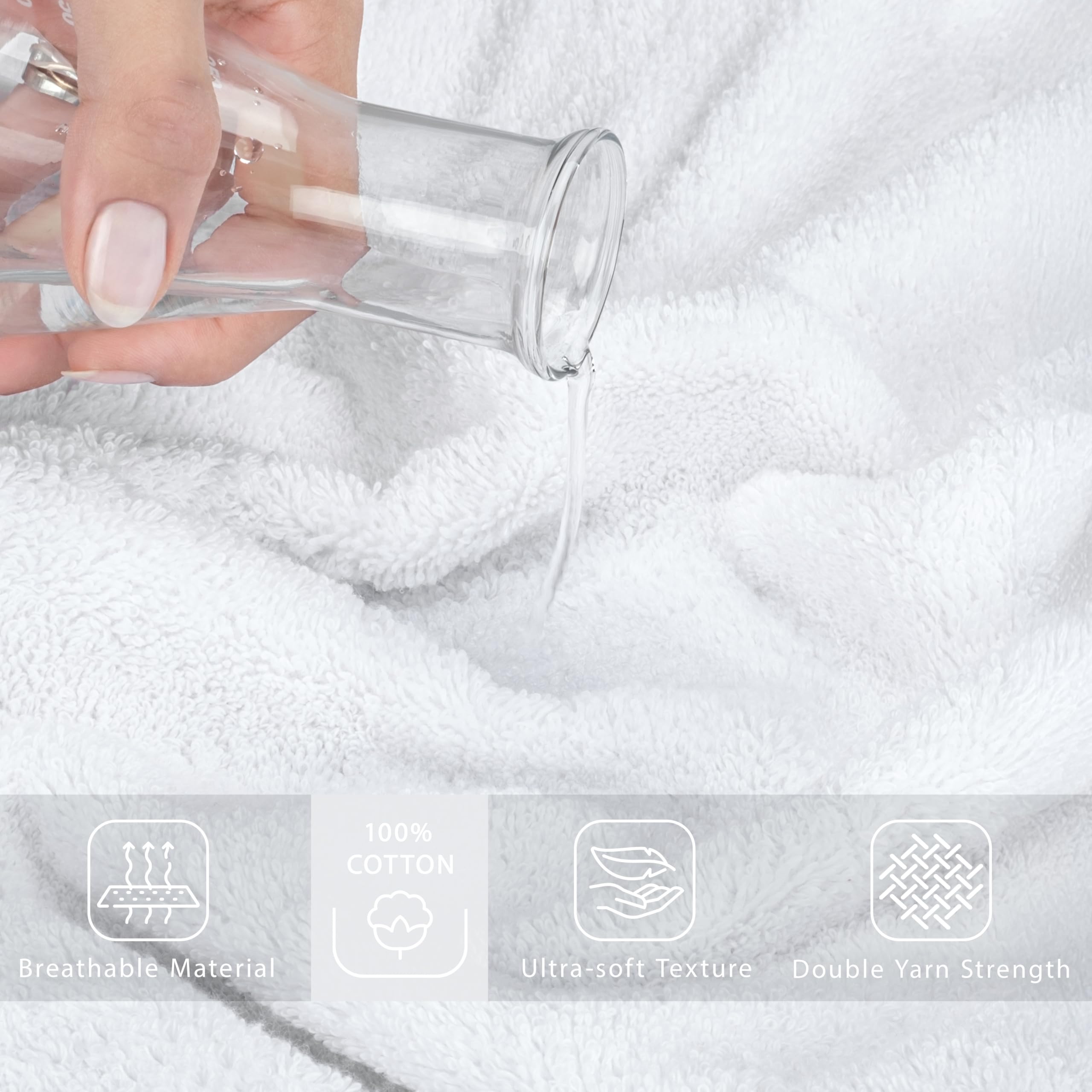 Cotton Paradise folded towel on bathroom shelf conveying tidy storage and spa feel