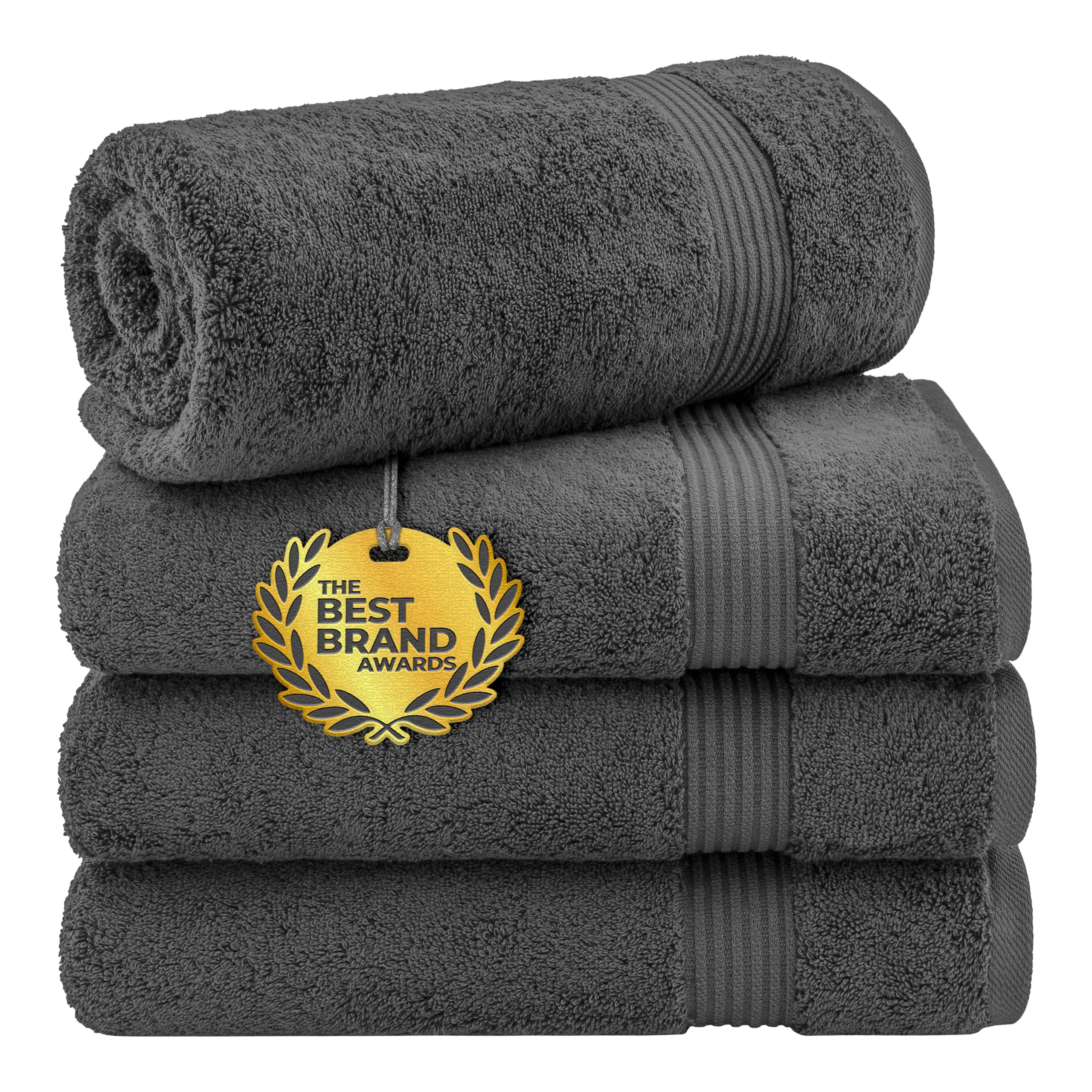 Cotton Paradise front view showing dark gray towels and clean presentation benefit
