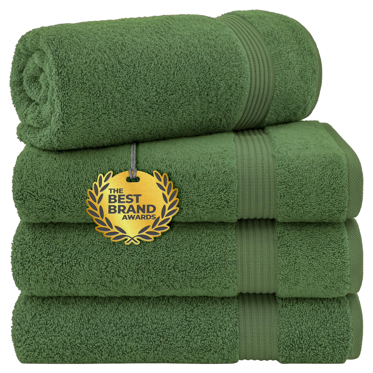Cotton Paradise front view of sage green towel set showing clean packaging and color benefit