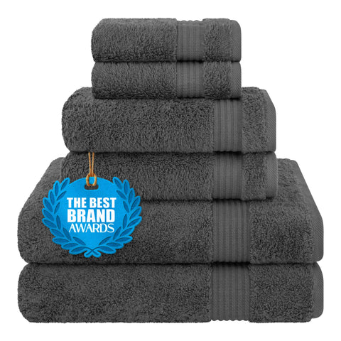 Cotton Paradise front packaging showing smoke gray six-piece set and neat fold benefit