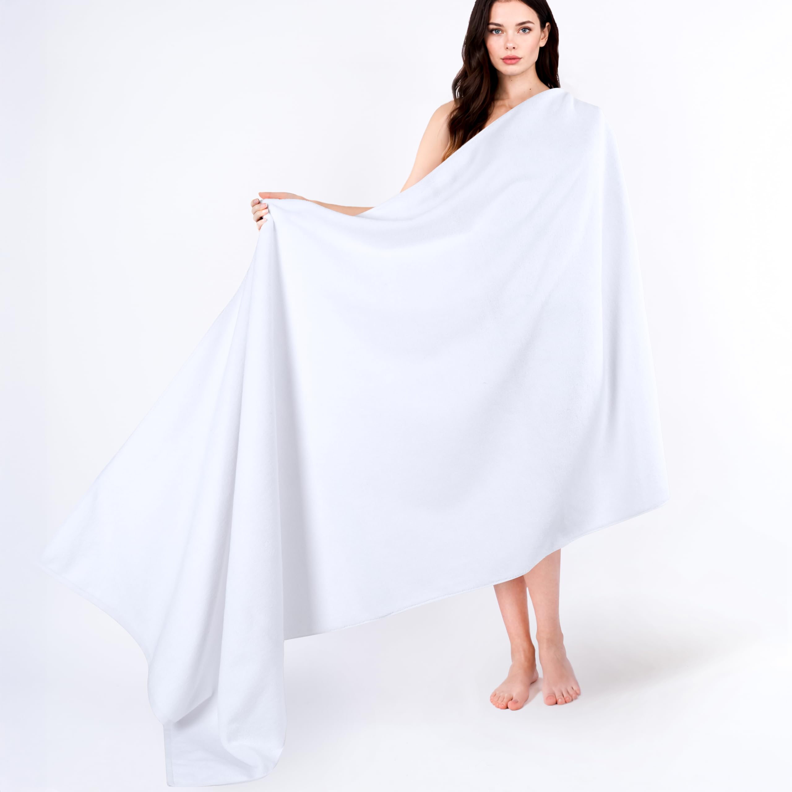 Cotton Paradise front view of snow white bath sheet showing clean look and absorbency