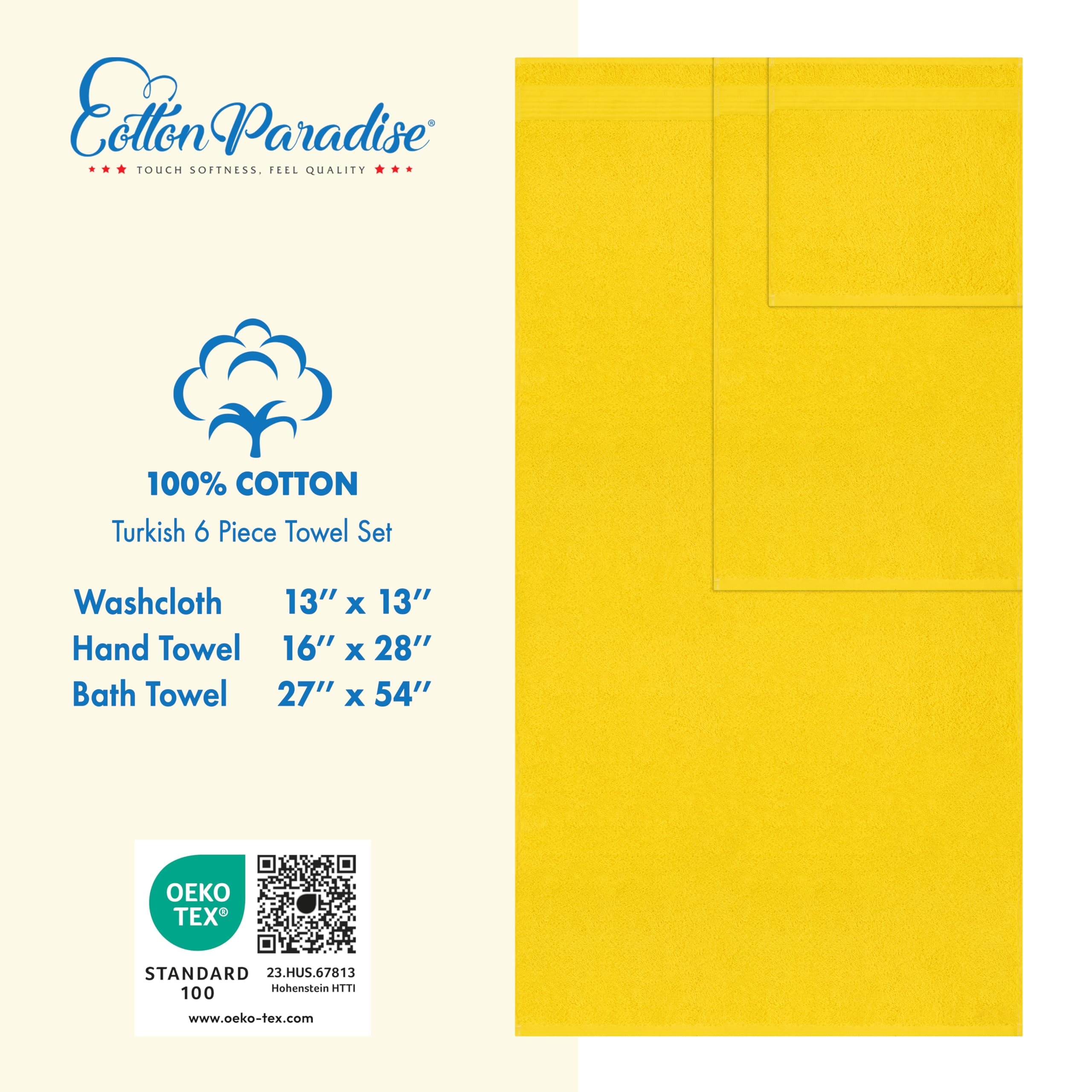 Cotton Paradise hand towel and washcloth stacked to show plush feel and compact storage