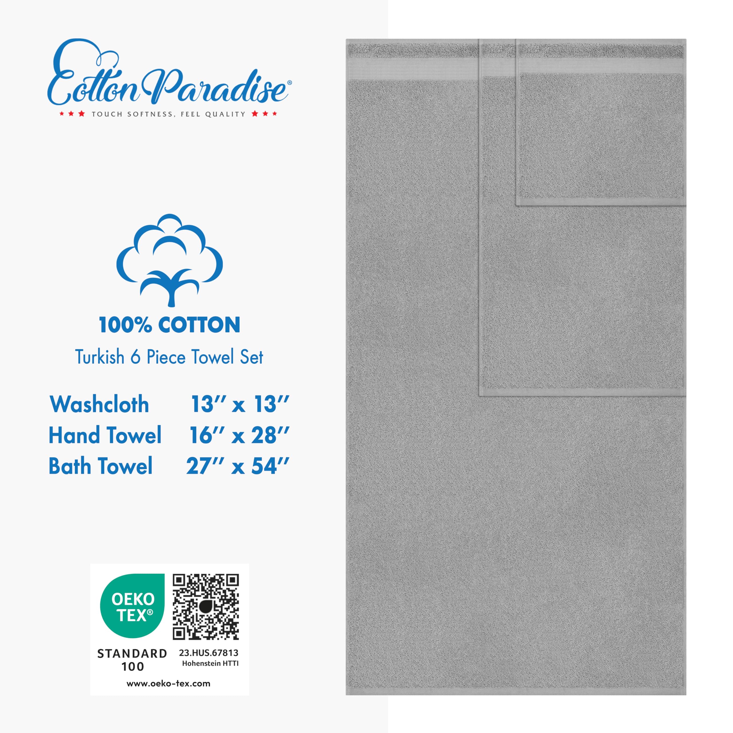Cotton Paradise hand towel folded to show double-stitched hem and durability