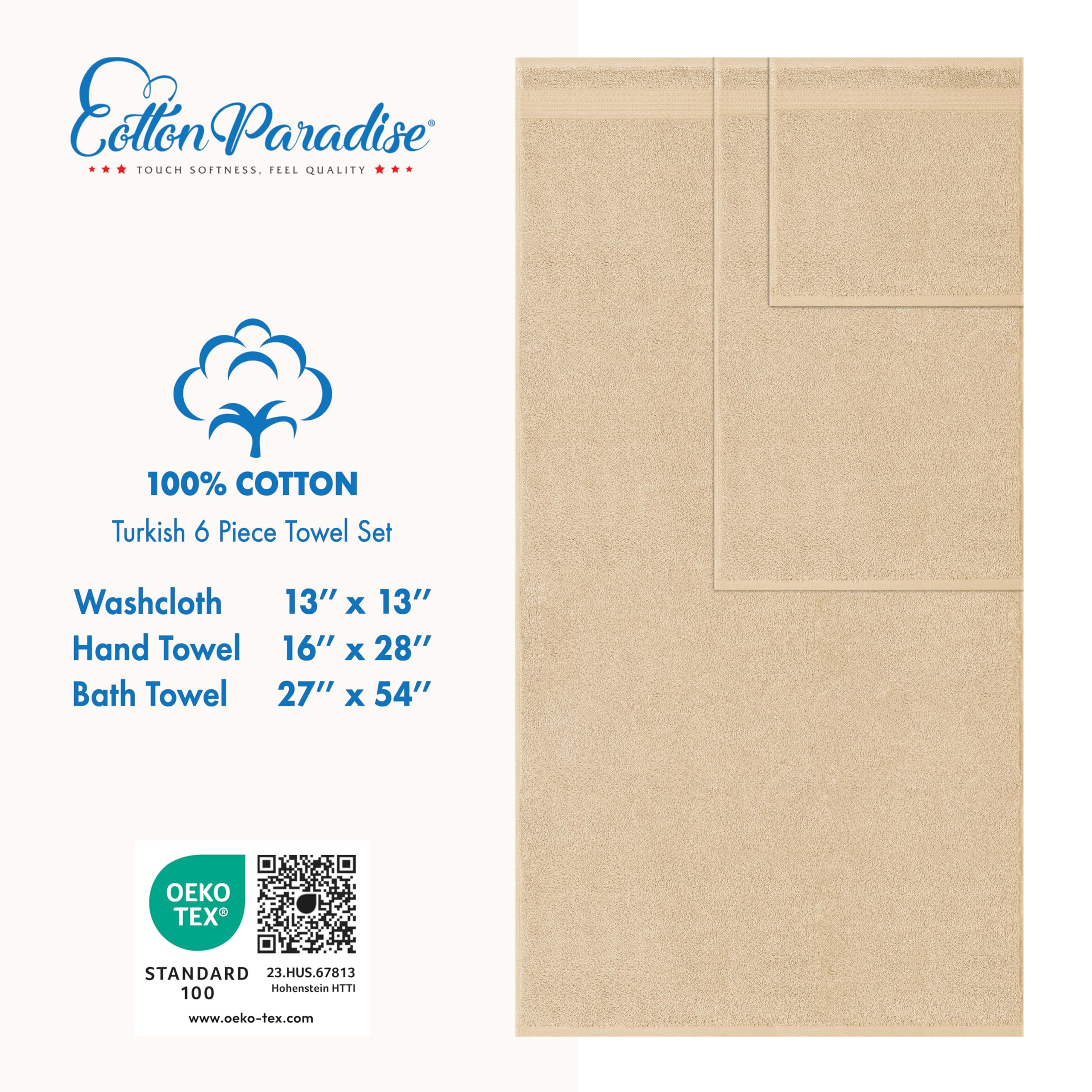 Cotton Paradise hand towels hanging on rack, easy-access convenience