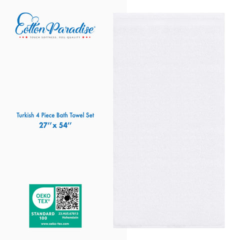 Cotton Paradise towel wrapped on person after shower demonstrating full coverage
