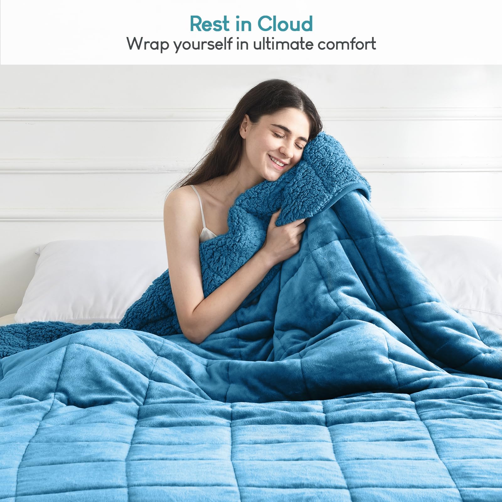 Cottonblue folded blanket next to ruler showing size and storage convenience