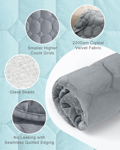 Cottonblue interior glass beads visible to show quiet, consistent weight