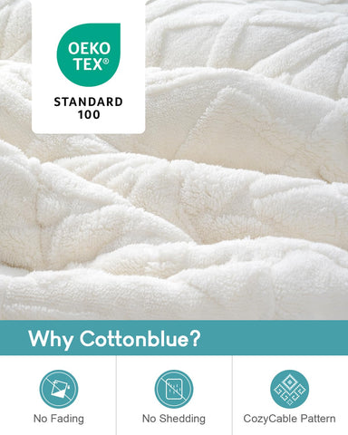 Cottonblue cable fleece texture close-up highlighting soft raised knit and visual appeal