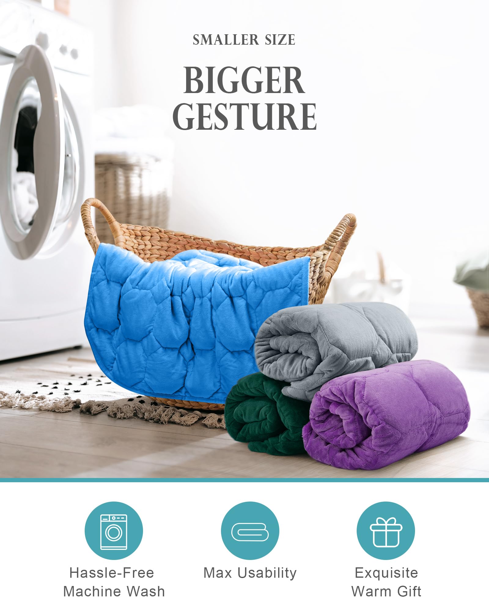 Cottonblue size comparison with tablet to illustrate packable dimensions
