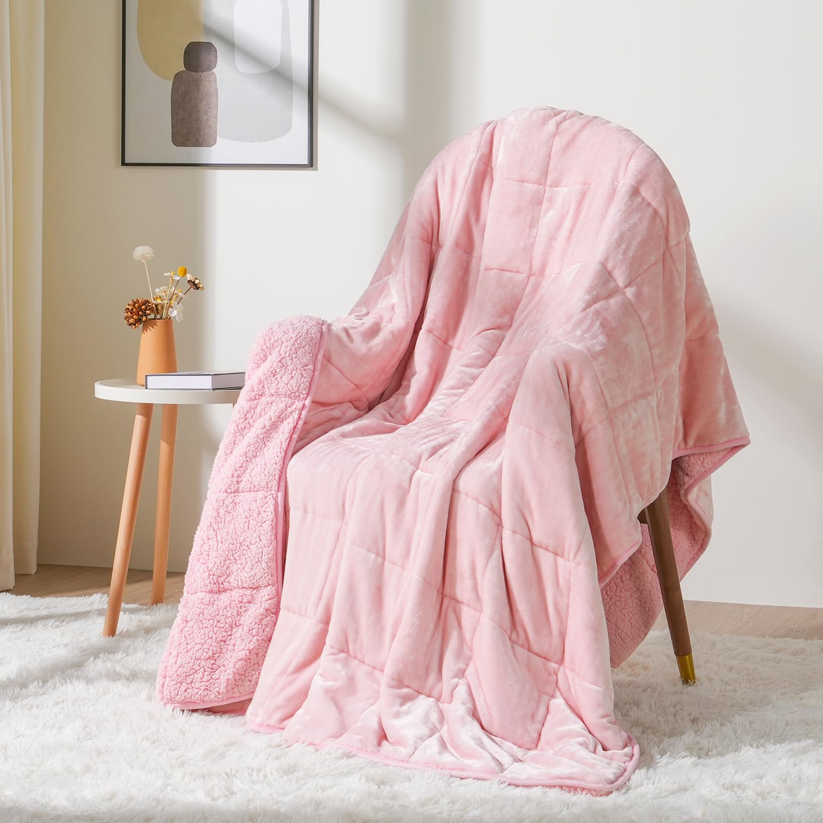 Cottonblue blanket beside a ruler showing twin size scale and fit