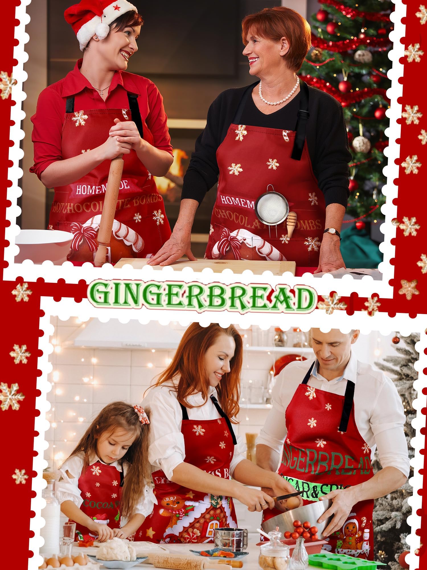 Cotwinter apron in kitchen showing styling benefit for holiday baking scenes