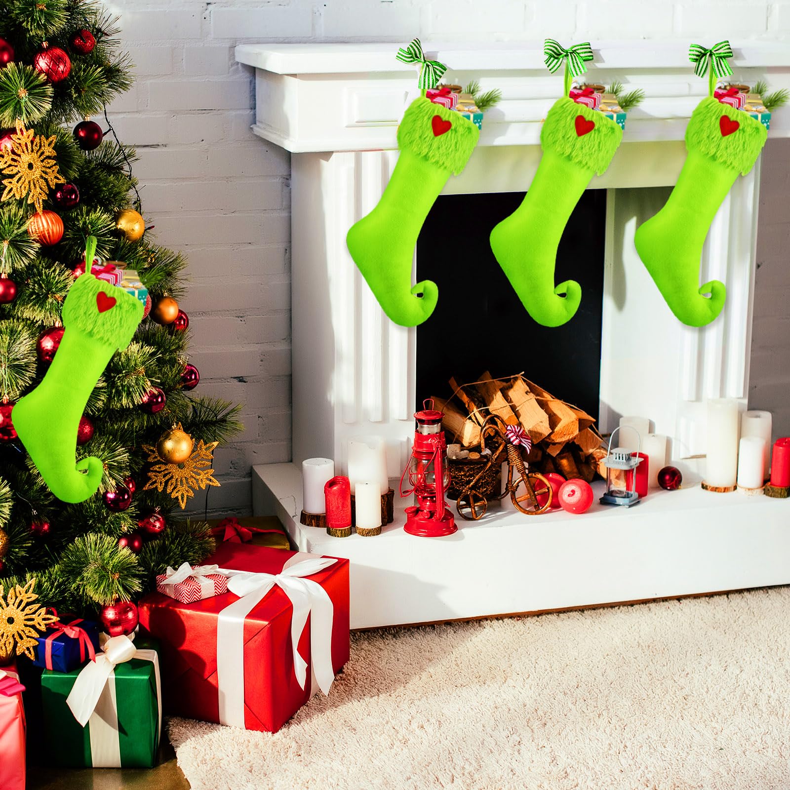 Coume stocking filled with gifts demonstrating generous holding capacity