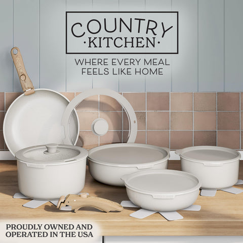 Country Kitchen close-up of granite nonstick coating highlighting easy cleanup