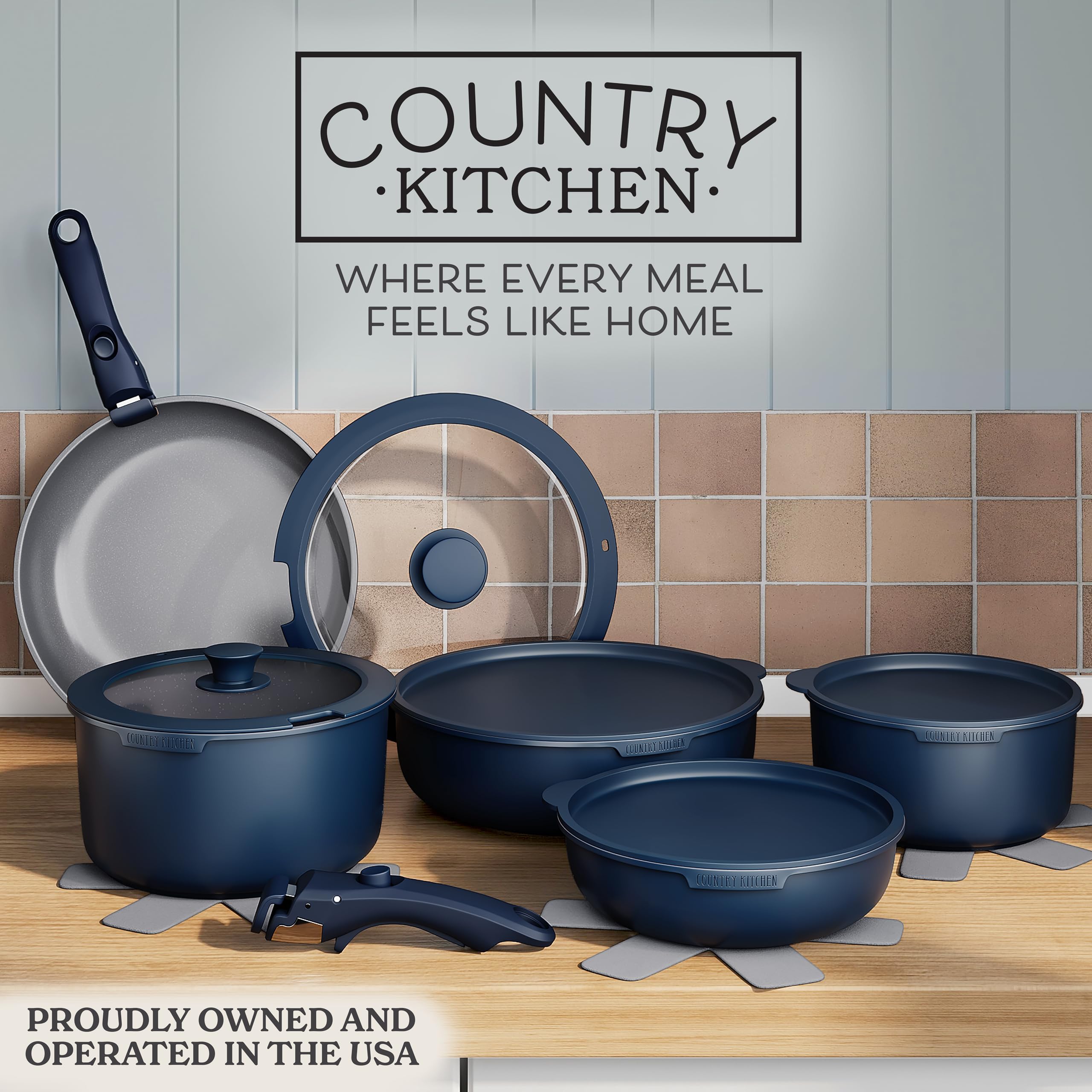 Country Kitchen detachable handle close-up showing secure locking for safe transfer