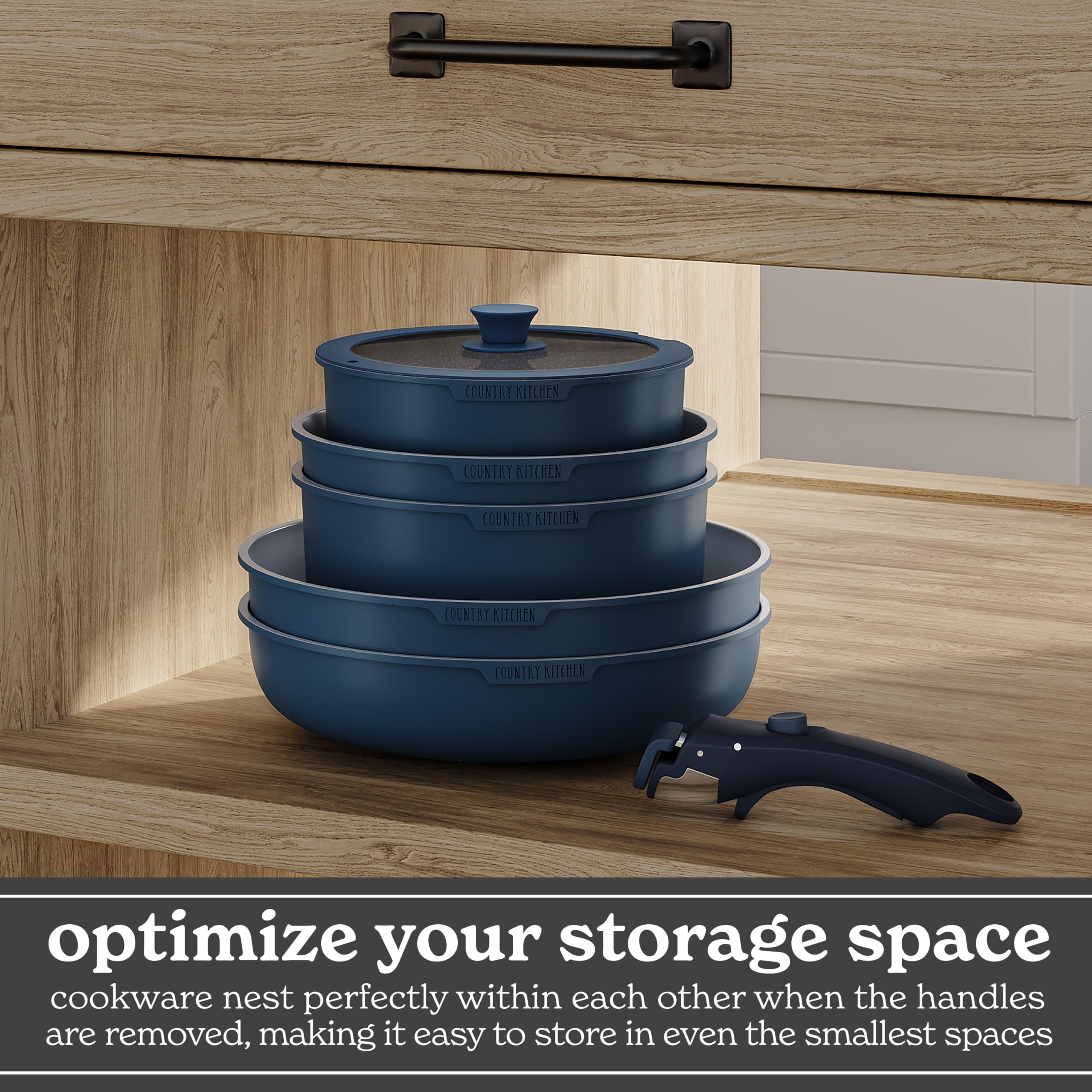 Country Kitchen cookware inside oven without handle showing 480°F oven safety