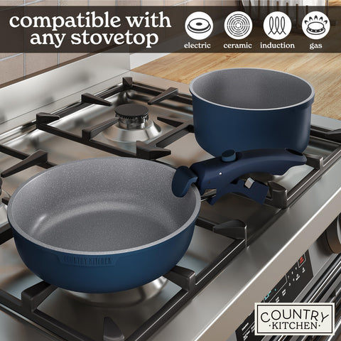 Country Kitchen sauté pan on stovetop showing even heating and easy searing