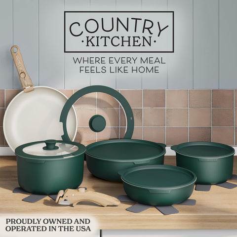 Country Kitchen detachable handle being attached to pan for quick stovetop use and convenience