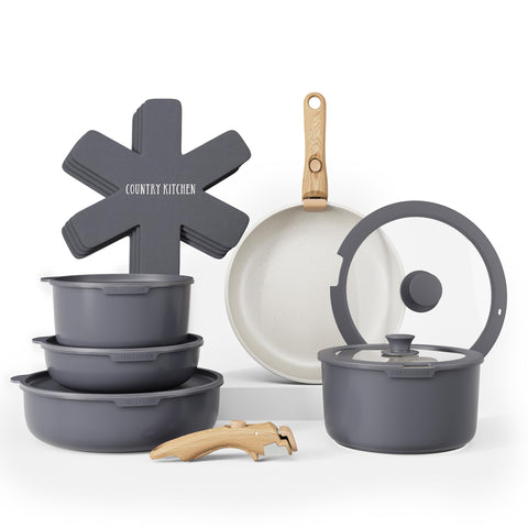 Country Kitchen cookware front packaging showing set and benefits