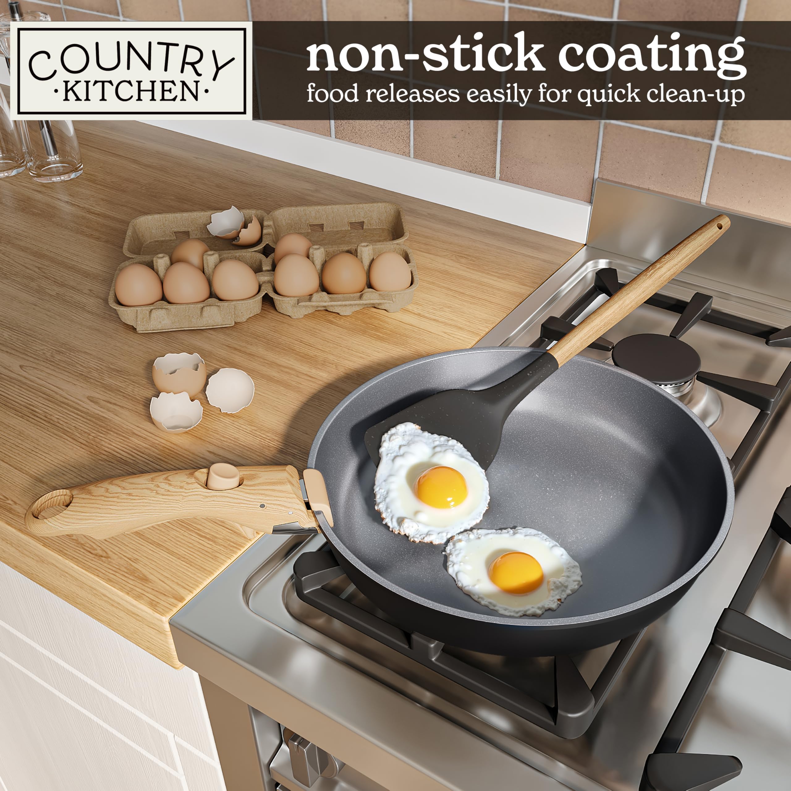 Country Kitchen granite nonstick coating detail for easy food release benefit