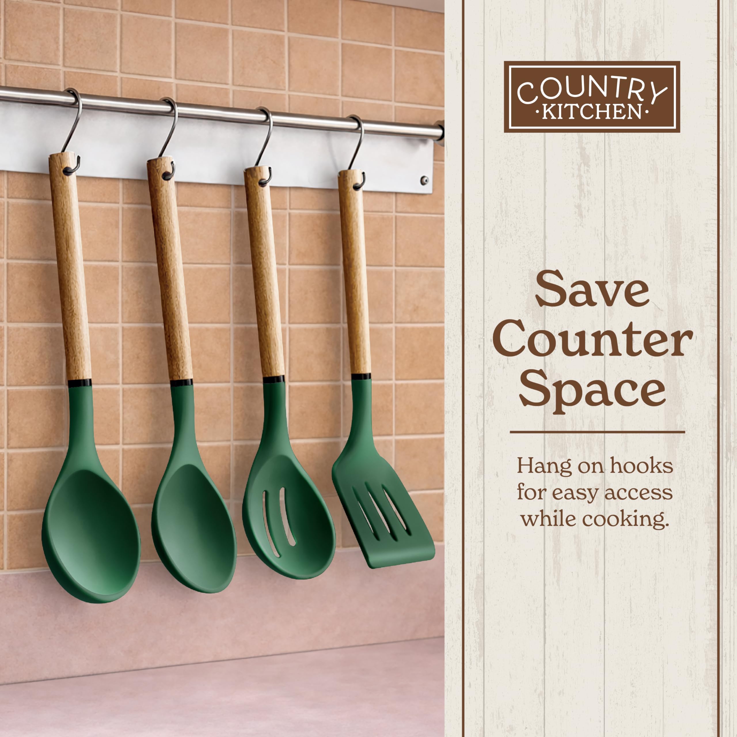 Country Kitchen set displayed on kitchen counter conveying coordinated style
