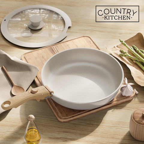 Country Kitchen table setting with cookware to show serving and presentation appeal