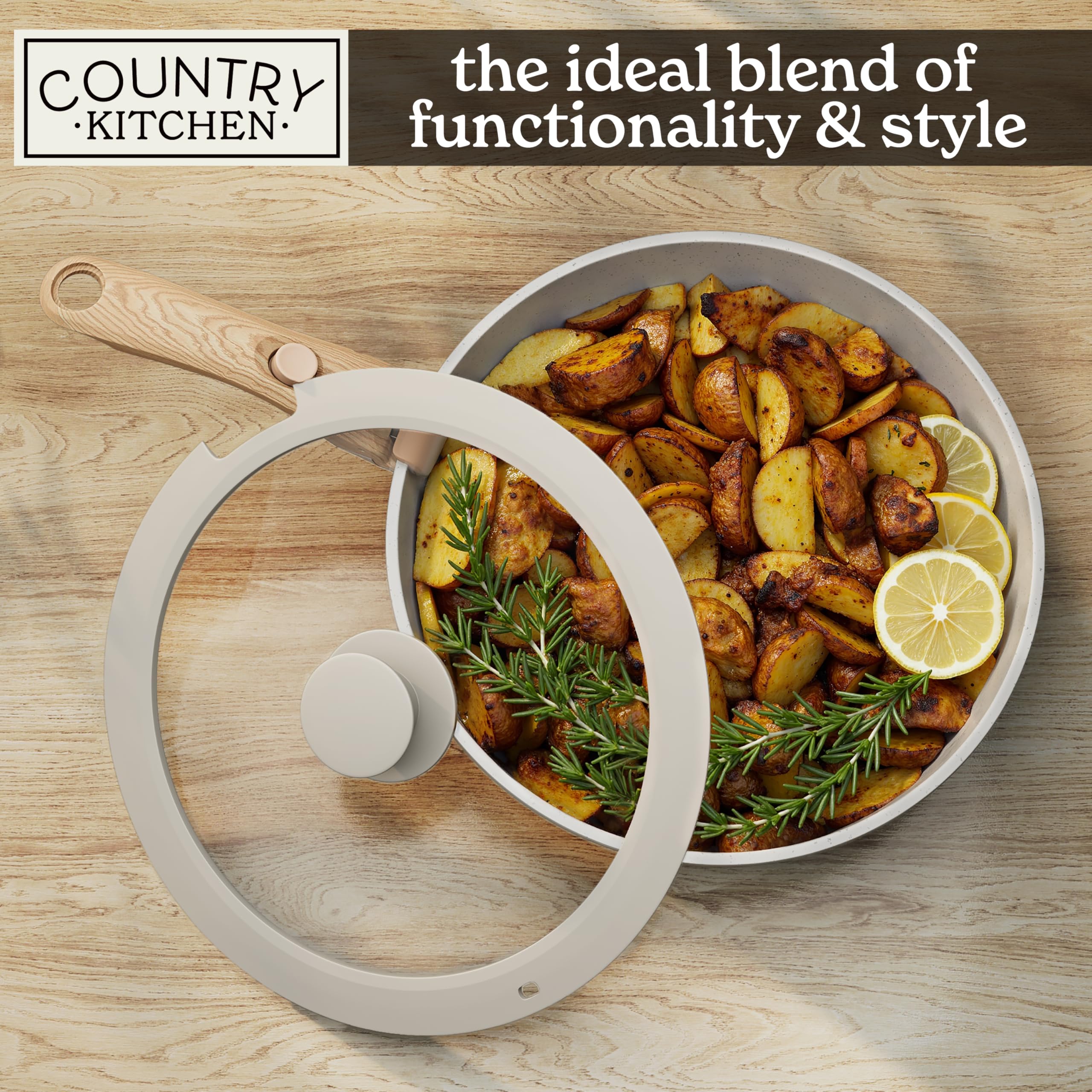 Country Kitchen pan releasing fried egg to show reliable nonstick cooking benefit
