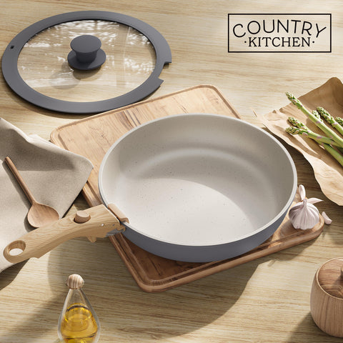Country Kitchen cookware on an RV countertop for small-space cooking