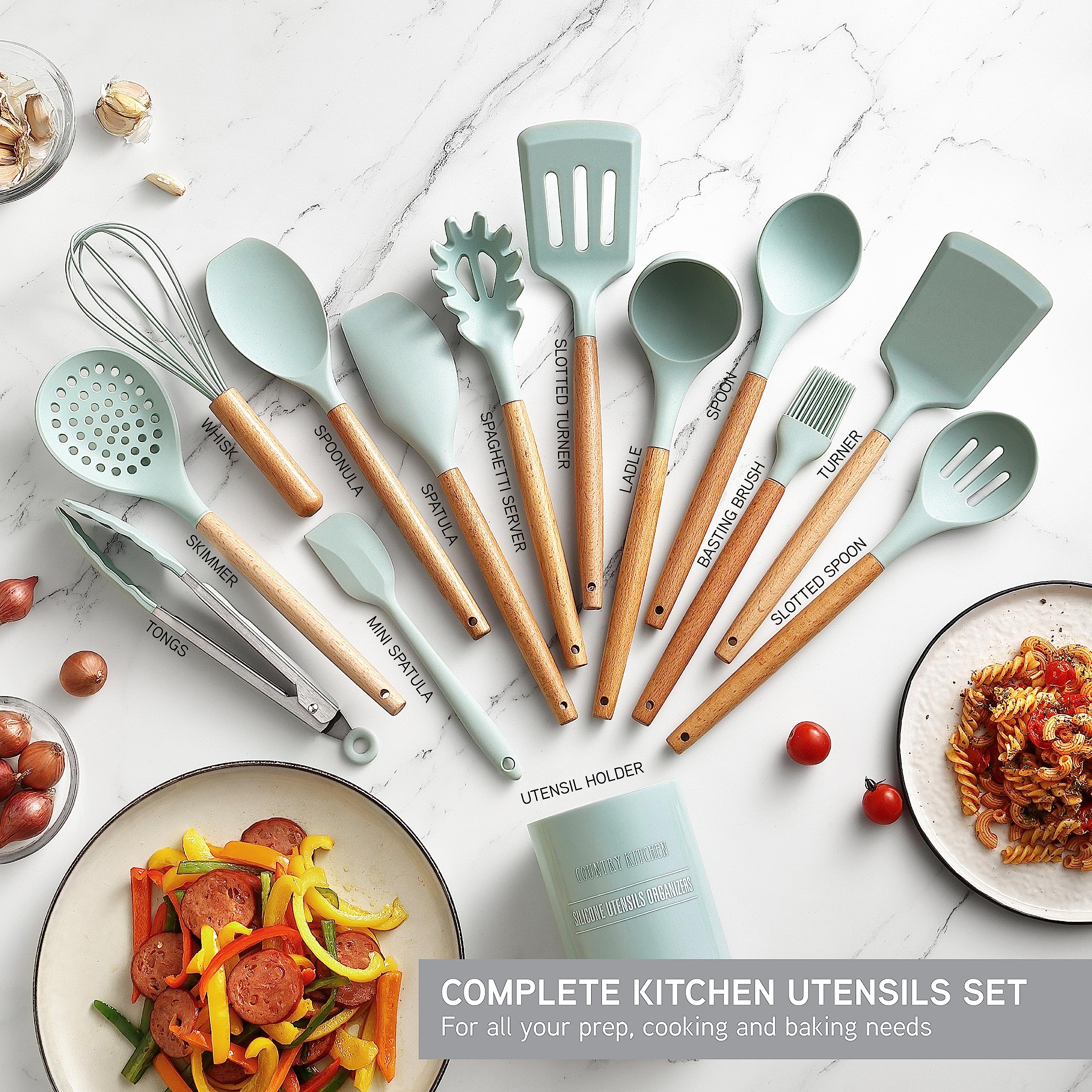 Country Kitchen spatula flipping pancake without scratching cookware