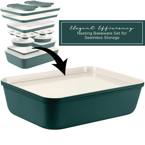 Country Kitchen nested pans showing stackable design and space-saving advantage