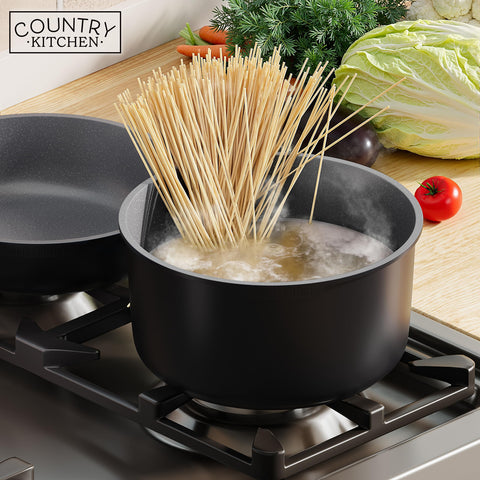 Country Kitchen wood-accent handle detail highlighting cooler-touch comfort