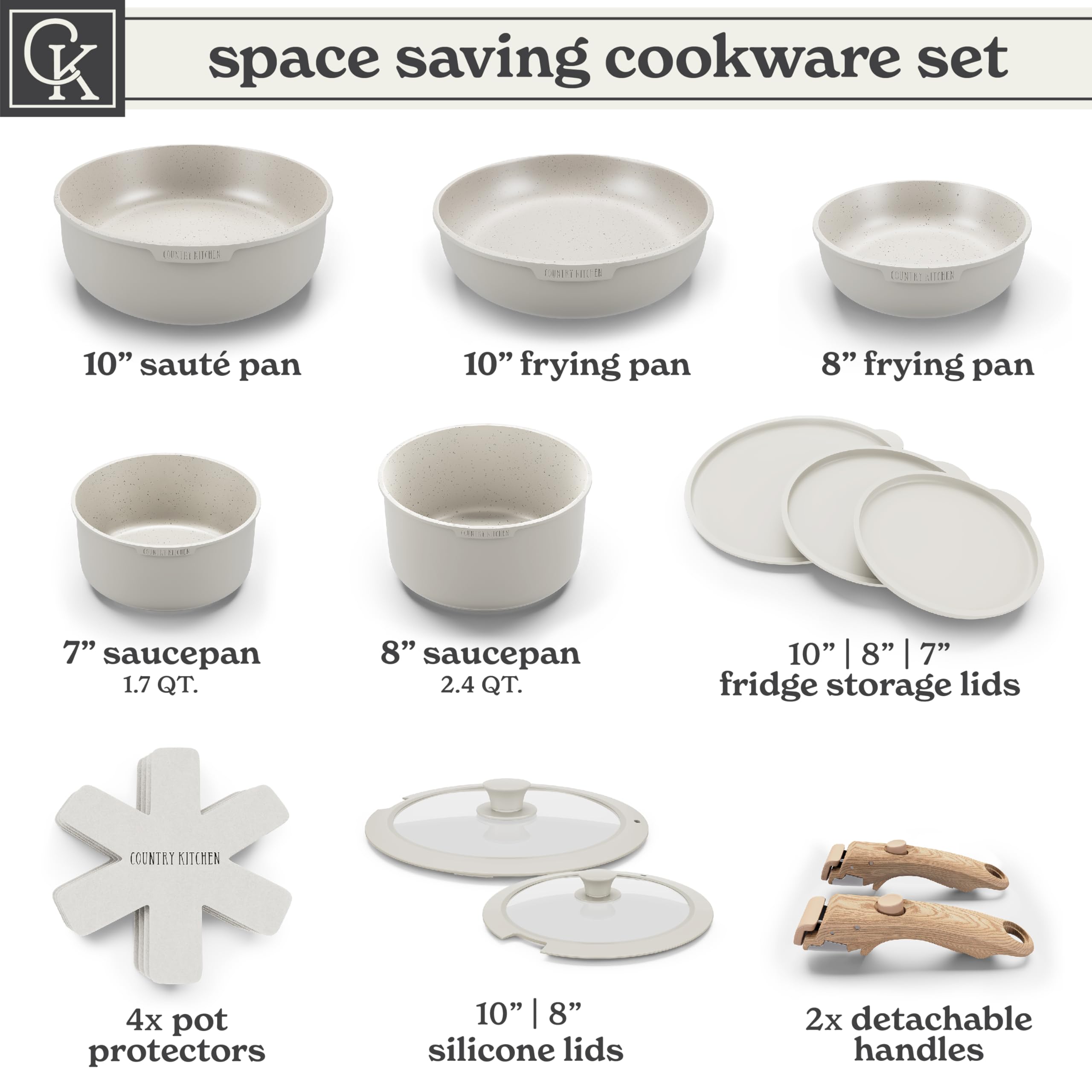 Country Kitchen wood-style removable handle detail for secure grip and style