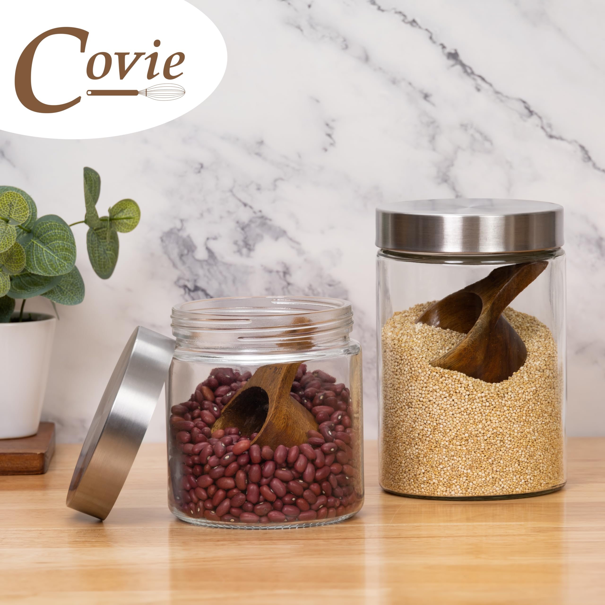 Covie kitchen lifestyle on wooden counter showcasing decorative appeal