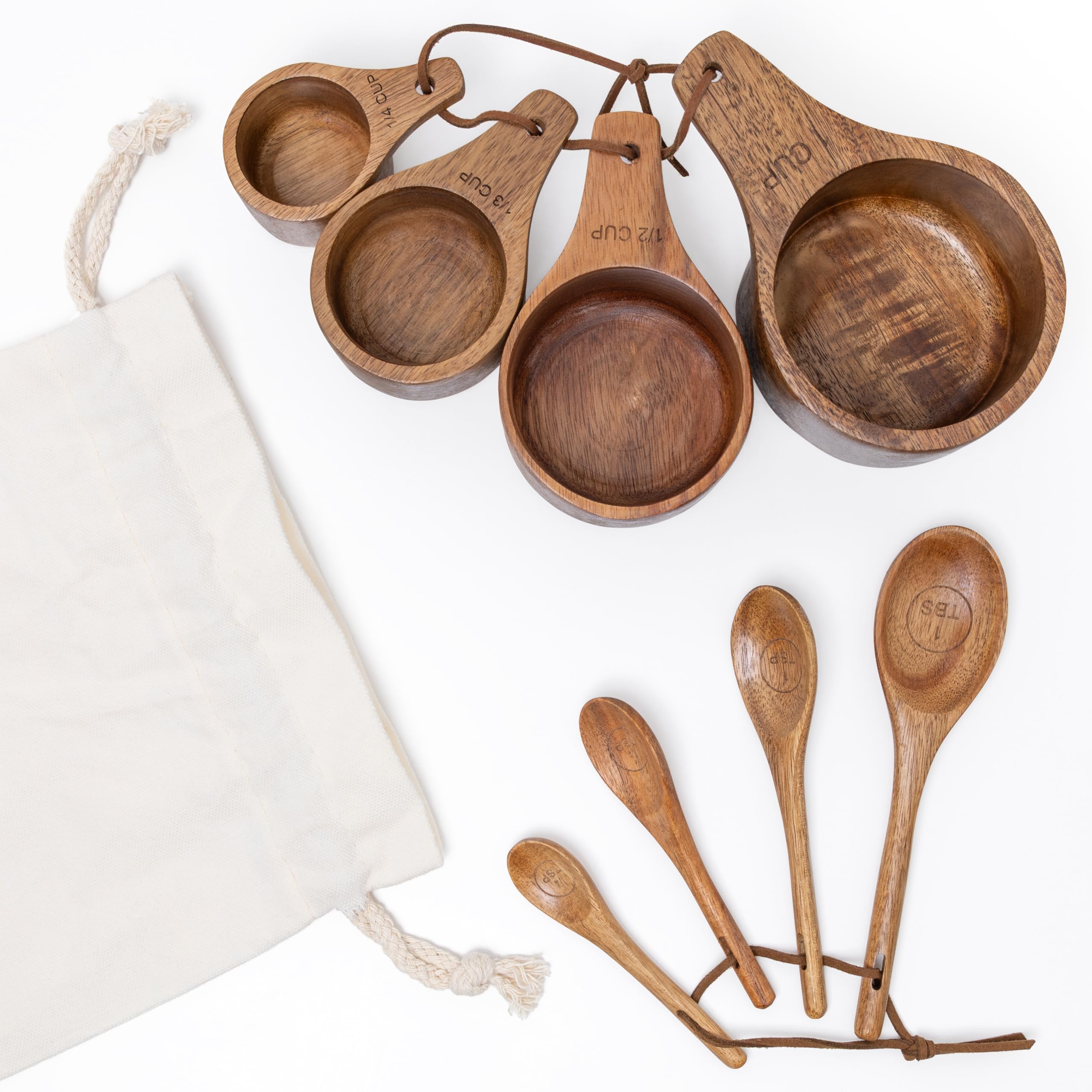 Covie measuring spoons in burlap bag for travel and protected storage