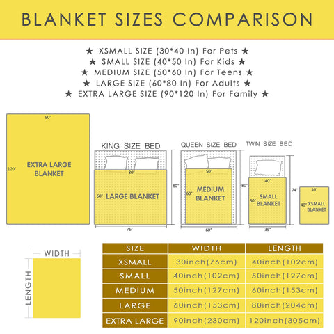 COW BLANKET folded sizes displayed for easy selection and fit