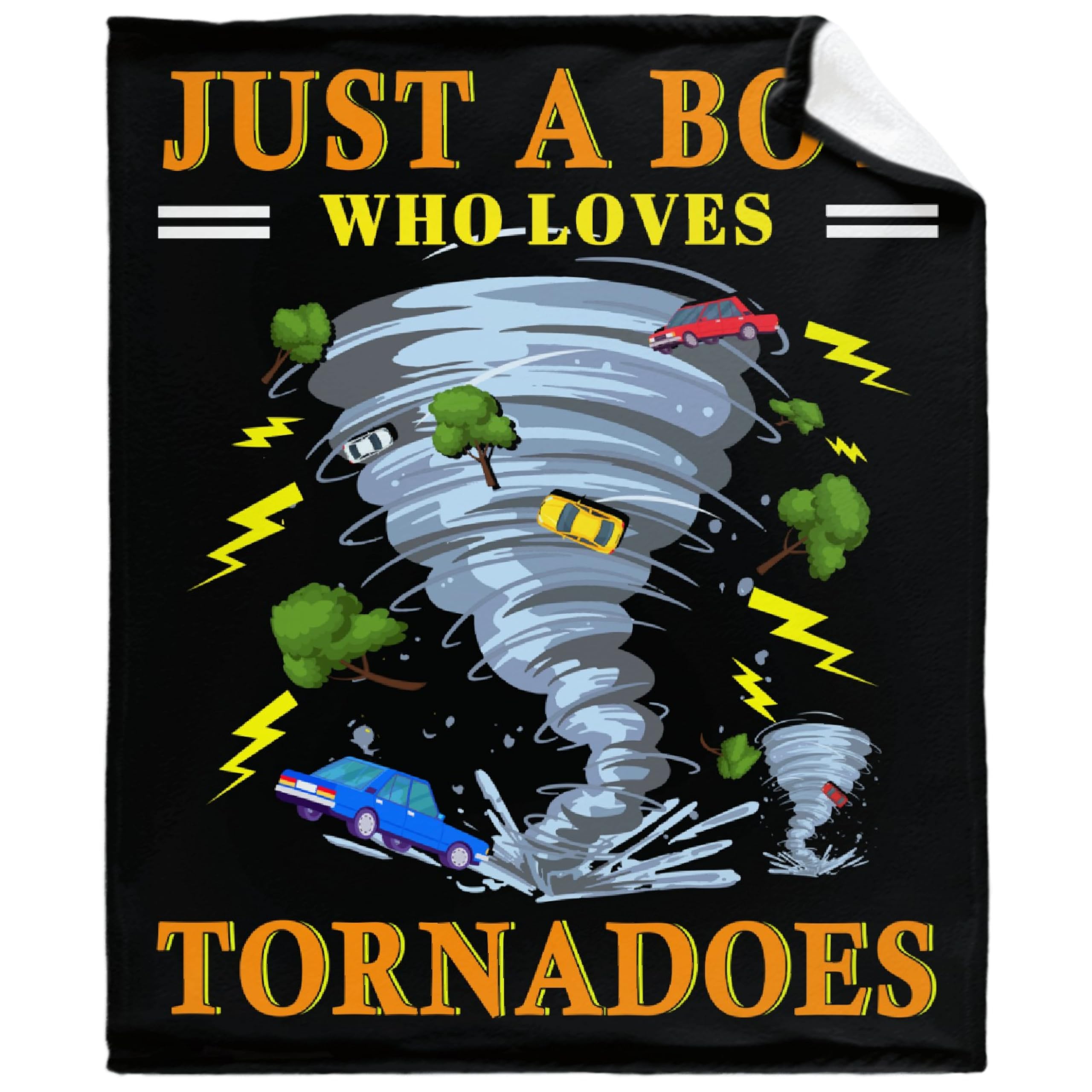 COW BLANKET front view showing tornado design and full print appeal