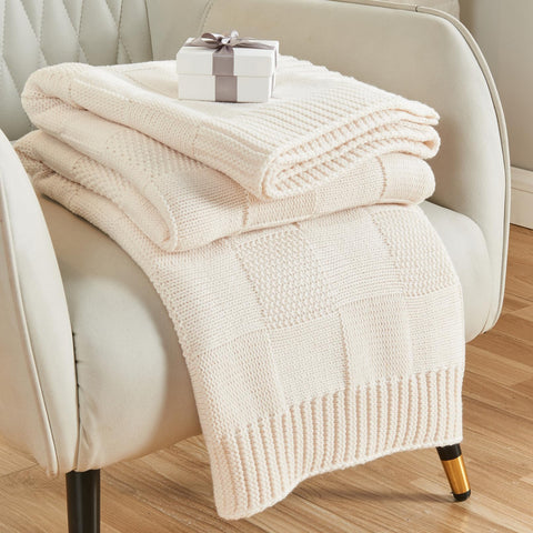 CozeCube cream white throw front view showing clean modern look and immediate comfort