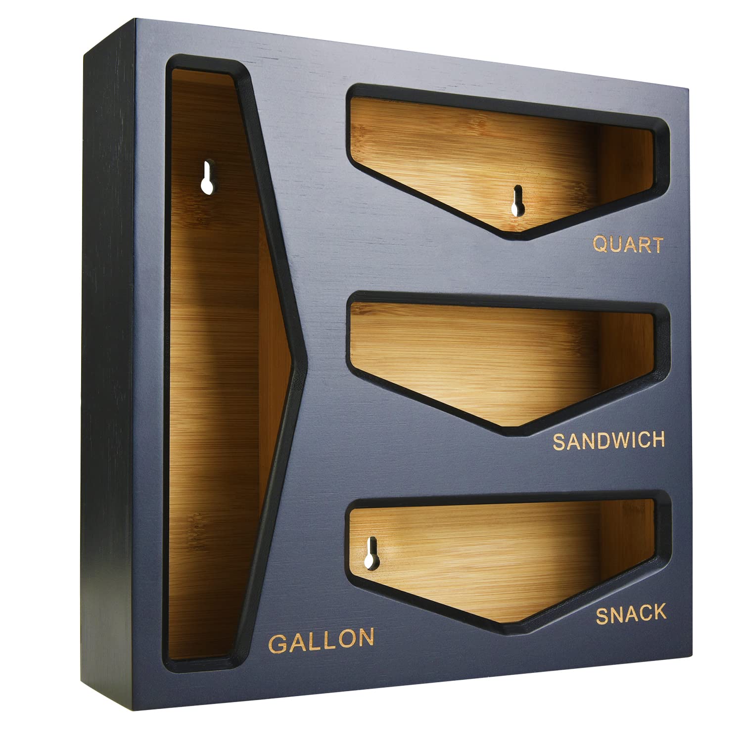 Cozee Bay bamboo organizer front view showing neat bag compartments and durable finish