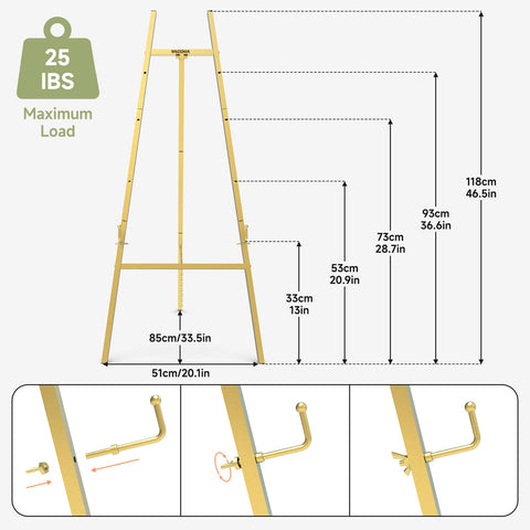 COZEER easel beside ruler for scale, showing 47 inch height capacity