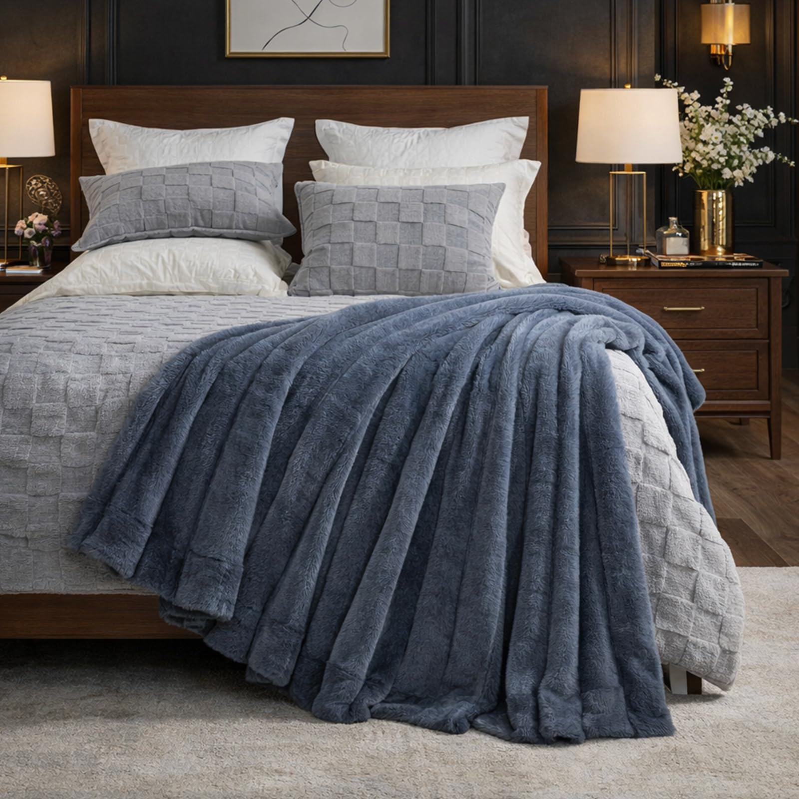 Cozy Bliss blanket backside velvet detail for soft reverse comfort and durability