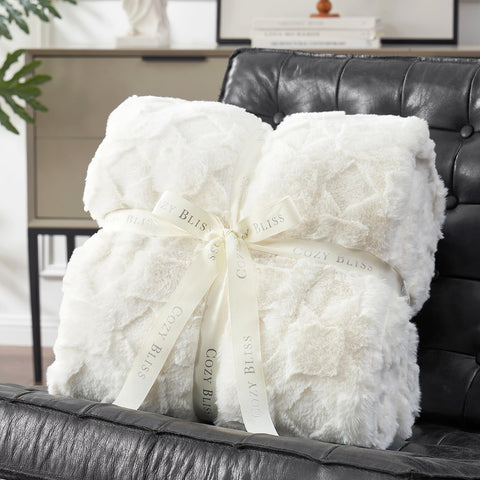 Cozy Bliss folded blanket in kraft box demonstrating gift packaging and benefit: ready-to-give
