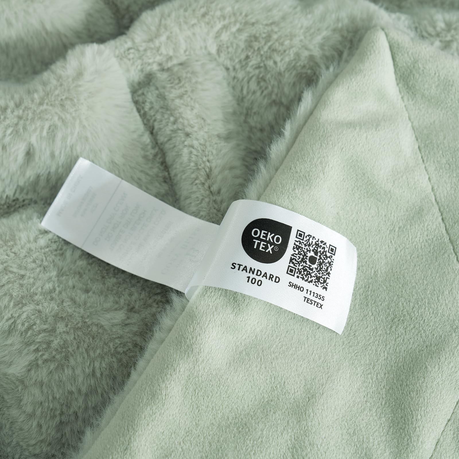 Cozy Bliss folded on bench with scale reference showing size and thickness benefit