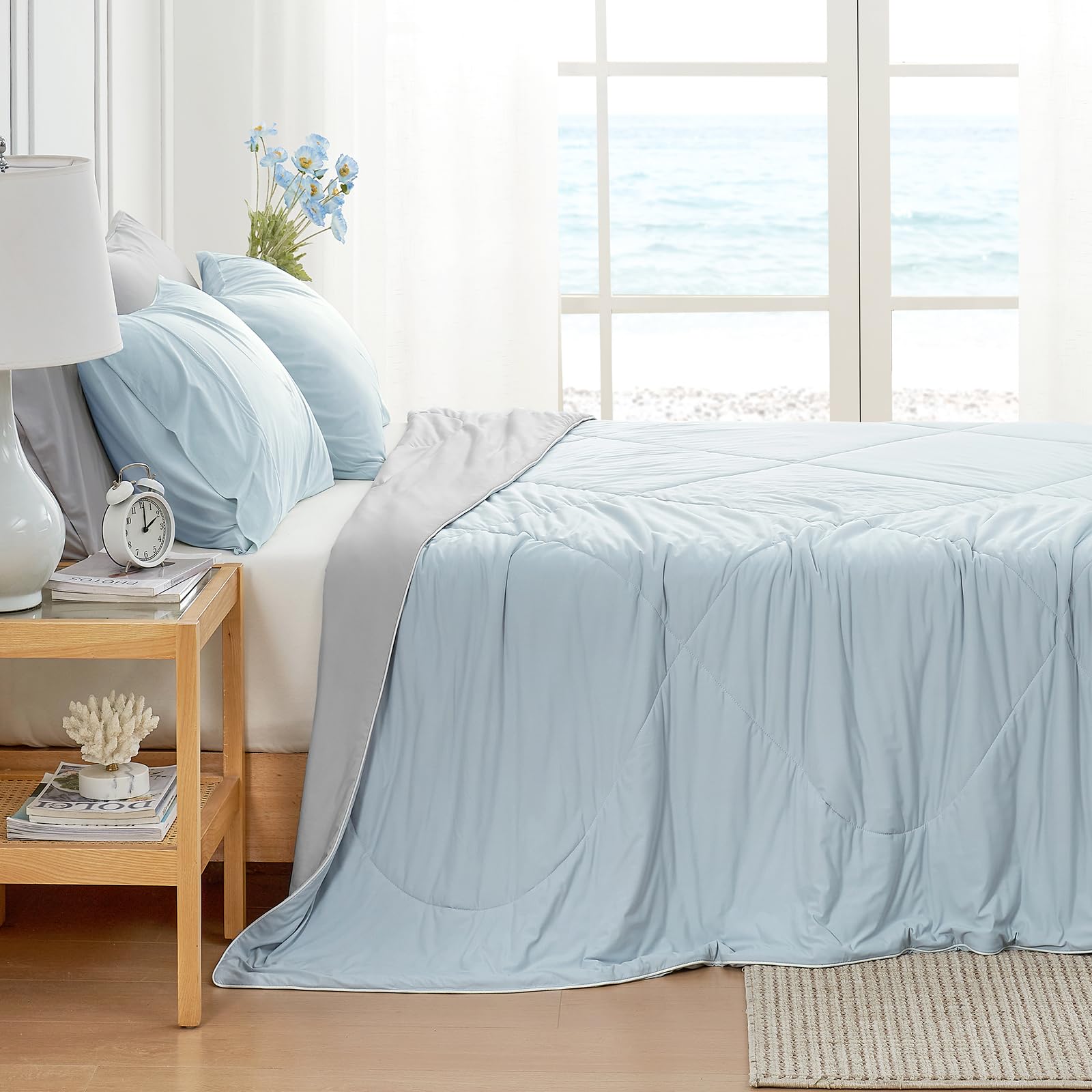 Cozy Bliss king comforter on bed staged in modern bedroom for cool sleep benefit